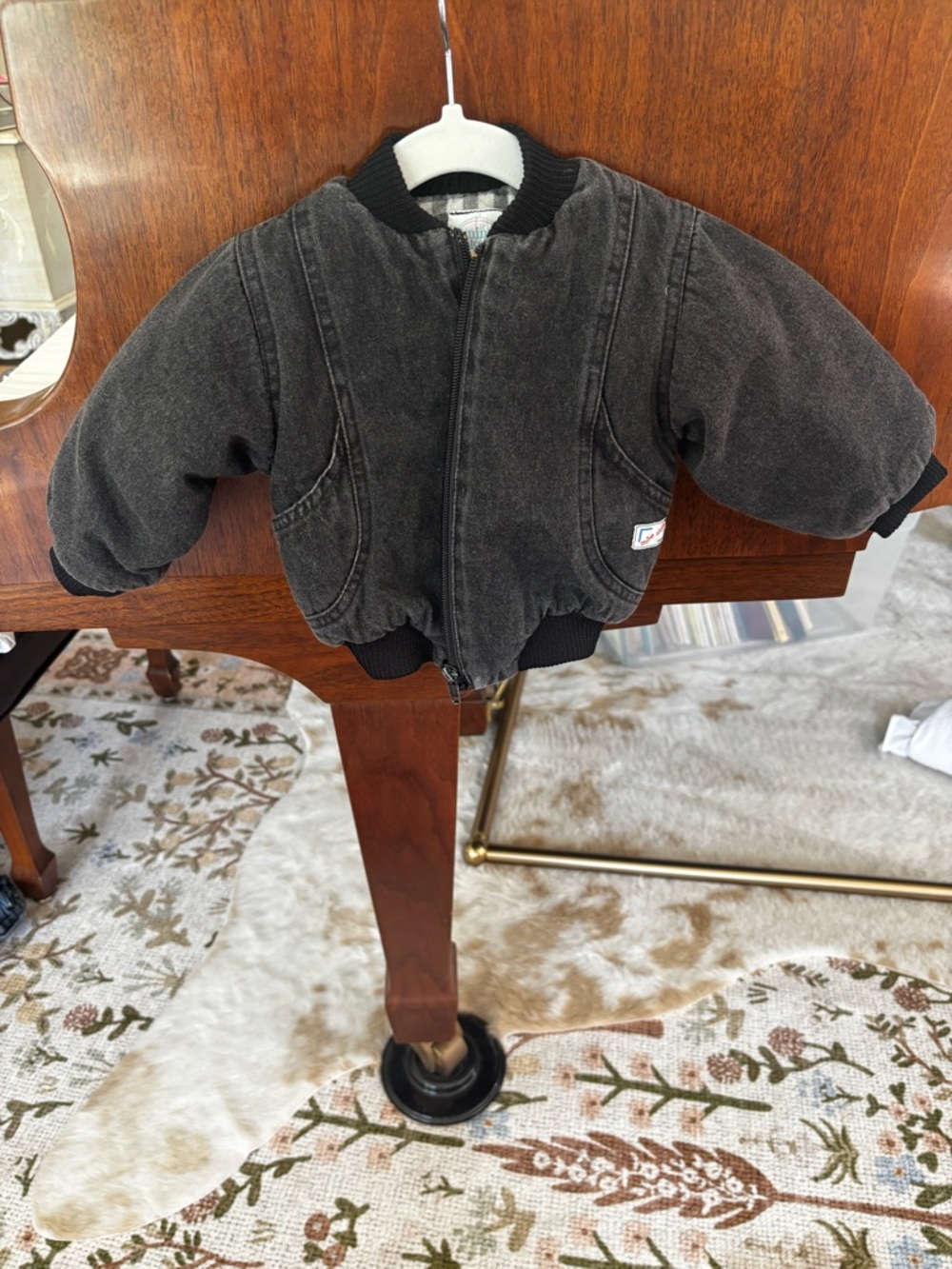 *SOLD* Vintage Black Mine Alone Bomber Style Jacket